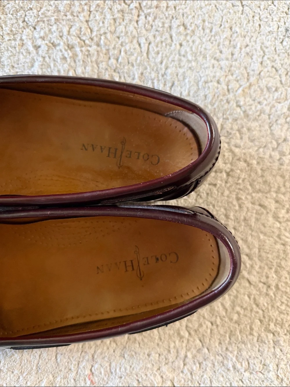 Cole Haan Mens Sizzle 9.5D Burgundy Leather Kiltie Tassel Loafers C02692 Slip On